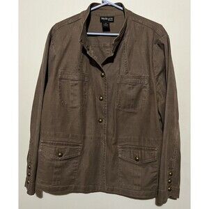 Style & Co. Women’s blazer suit jacket Brown Cotton Spandex Denim Feel size 18.